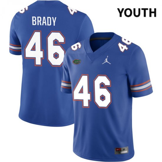 Youth Florida Gators #46 Jack Brady NCAA Jordan Brand Royal NIL 2022 Authentic Stitched College Football Jersey FXN2462ZY